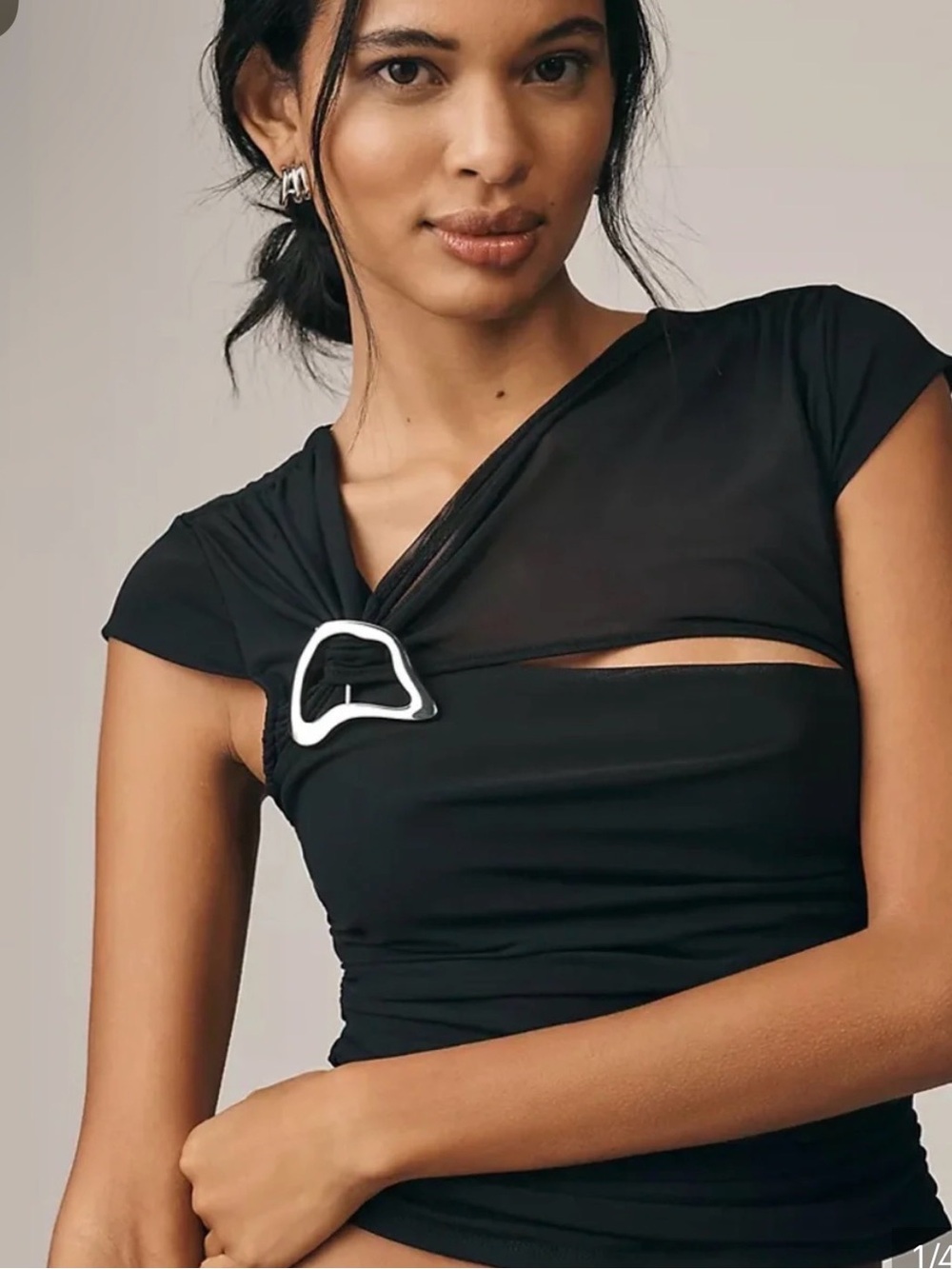 Anthropologie Twisted Hardware Black Top size M NWT